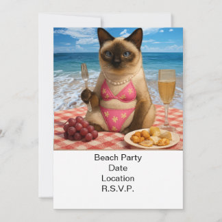 Beach Party Siamese Cat Beach Tropical Summer  Einladung
