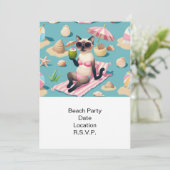 Beach Party Siamese Cat Beach Tropical Summer  Einladung (Stehend Vorderseite)