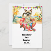 Beach Party Siamese Cat Beach Tropical Summer Einladung (Vorderseite)