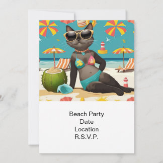Beach Party Siamese Cat Beach Tropical Summer Einladung