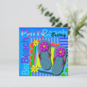 Beach Party - Sommerspass Flip Flops Einladung (Stehend Vorderseite)