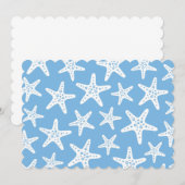 Beach Party Starfish Muster Blau Einladung (Vorne/Hinten)