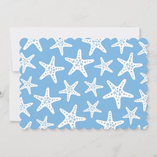 Beach Party Starfish Muster Blau Einladung (Vorderseite)