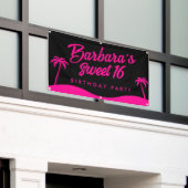 Beach Party Stilvoll Schwarz Pink Sommer süß 16 Banner (Äußeres Gebäude)