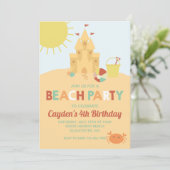 Beach Party Summer Sand Burg Retro Geburtstag Einladung (Stehend Vorderseite)