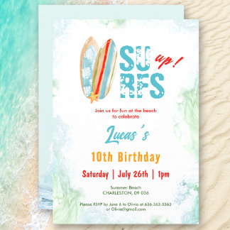 Beach Party Surf Summer Tropical Birthday Boy Einladung