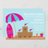 Beach Party Surfboard Swimming Geburtstag Einladun Einladung (Vorne/Hinten)