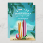 Beach Party Surfboards Einladung (Vorne/Hinten)