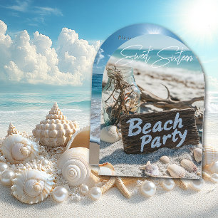 Beach Party Sweet 16 Sand Ocean Seashells Einladung