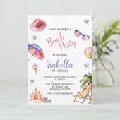 Beach Party Tropical Summer Einladung (Stehend Vorderseite)