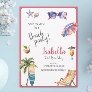Beach Party Tropical Summer Save the Date