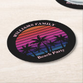 Beach Party Tropical Sunset Palm Trees Black Runder Pappuntersetzer (Angewinkelt)
