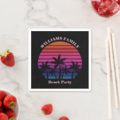Beach Party Tropical Sunset Palm Trees Black Serviette (Beispiel)