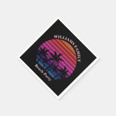 Beach Party Tropical Sunset Palm Trees Black Serviette (Ecke)