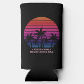 Beach Party Tropical Sunset Pink Black Palm Trees Selters Dosenkühler (Rückseite)