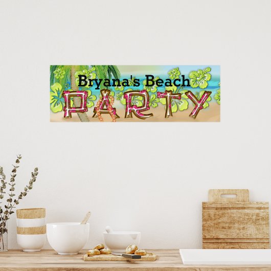 Beach Party Typografie Summer Hibiskus Banner Poster (Küche)