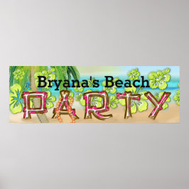 Beach Party Typografie Summer Hibiskus Banner Poster