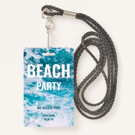 Beach Party VIP All Access Summer Party Ausweis (Vorderseite mit Schlüsselband)