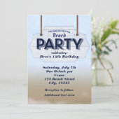 Beach Party Weißwald Zeichen tropische Einladungen (Stehend Vorderseite)