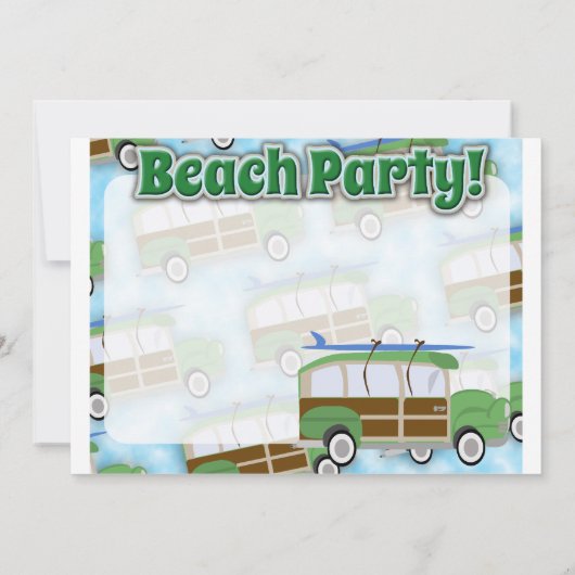 Beach Party Woodie Wagon Einladung (Rückseite)