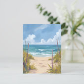 Beach Path | Ocean Watercolor Coastal Painted Card (Stehend Vorderseite)