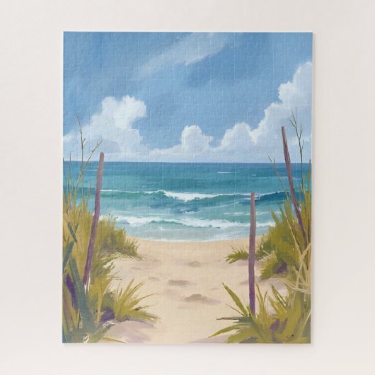 Beach Path | Ocean Watercolor Coastal Painted Puzzle (Vertikal)