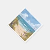 Beach Path | Ocean Watercolor Coastal Painted Serviette (Ecke)