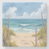 Beach Path | Ocean Watercolor Coastal Painted Steinuntersetzer (Vorderseite)