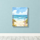 Beach Path | Ocean Watercolor Coastal Painting Leinwanddruck (Insitu (Holzboden))