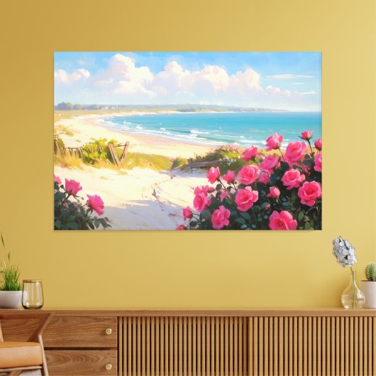 *~* Beach Path Rose TV2 Stretched Canvas Print Leinwanddruck (Insitu (Wohnzimmer))