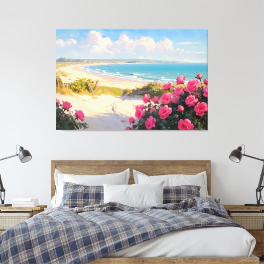 *~* Beach Path Rose TV2 Stretched Canvas Print Leinwanddruck (Insitu (Schlafzimmer))