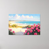 *~* Beach Path Rose TV2 Stretched Canvas Print Leinwanddruck (Vorderseite)