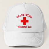 Beach Patrol Lifeguard Personalize Trucker Hat Truckerkappe (Vorderseite)