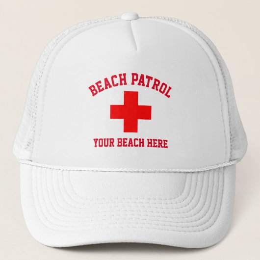 Beach Patrol Lifeguard Personalize Trucker Hat Truckerkappe (Vorderseite)