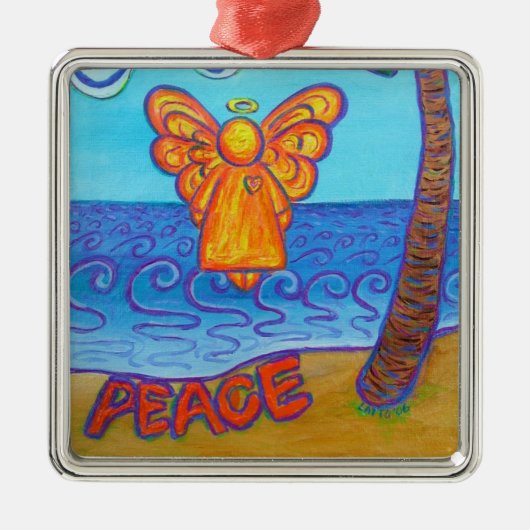 Beach Peace Angel Art Custom Holiday Ornaments Silbernes Ornament (Vorne)