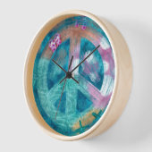 Beach Peace Sign Abstrakt Art Aquamarin Pink Whims Uhr (Winkel)