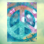 Beach Peace Sign HIppie Boho Aquamarin Window Clin Fensteraufkleber (Blatt 3)