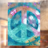 Beach Peace Sign HIppie Boho Aquamarin Window Clin Fensteraufkleber (Blatt 2)