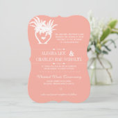 Beach Peach Palm Tree Zielhalkboard Einladung (Stehend Vorderseite)