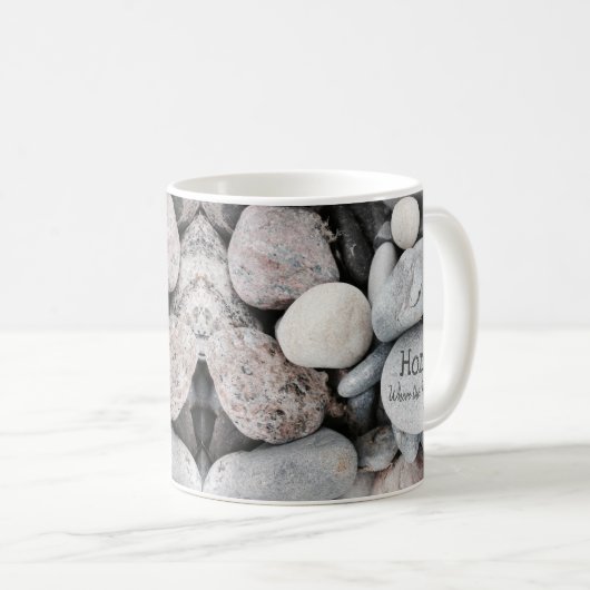Beach Pebble Nature Zuhause ist das Herz Kaffeetasse (VorderseiteRechts)