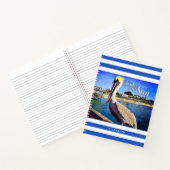 Beach Pelican Blue White Stripes Socken Sie die So Notizblock (Innenseite)