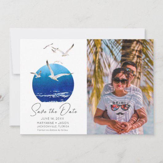 Beach Photo Coastal Wedding Save The Date (Vorderseite)