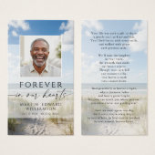 Beach Photo Forever Hearts Memorial Prayer Card (Vorne & Hinten)