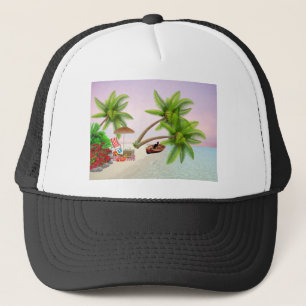 Beach Picnic Boat Bush Palm Trees Beach Chair Truckerkappe