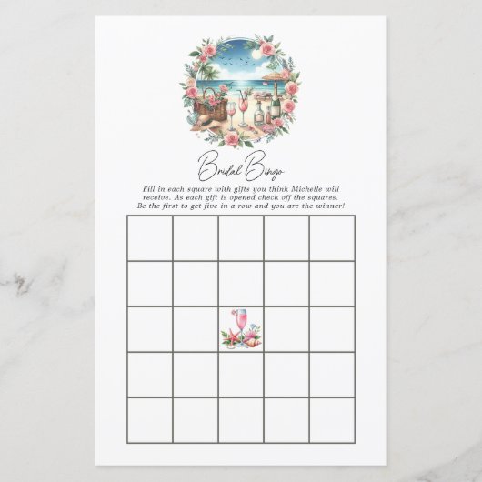 Beach Picnic Brautparty Bingo Game (Vorderseite)