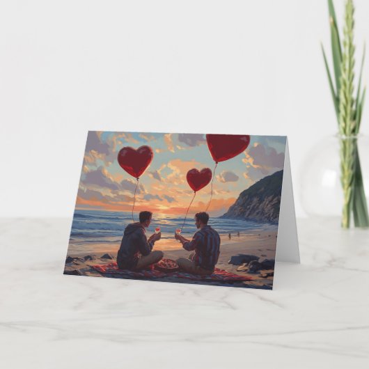 Beach Picnic_LGBTQ Digitale Kunst Feiertagskarte (Vorderseite)