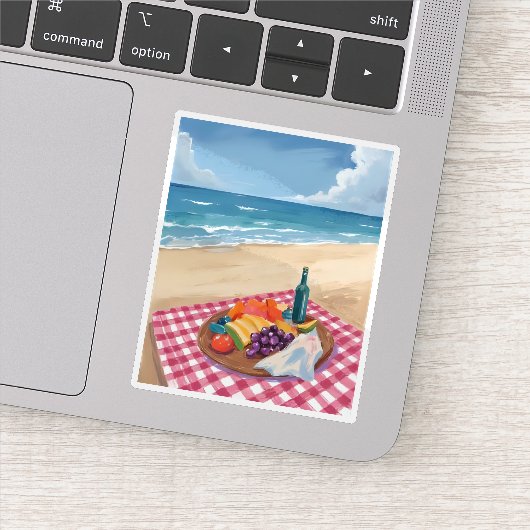 Beach Picnic | Ocean Shore Painting Art Aufkleber (Detail)