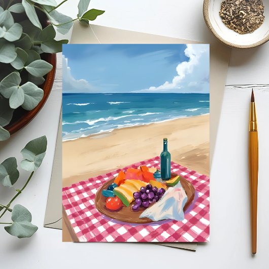 Beach Picnic | Ocean Shore Painting Postkarte