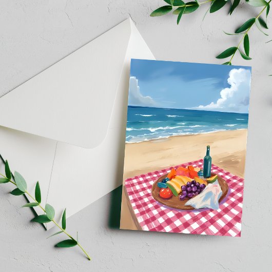 Beach Picnic | Ocean Shore Painting Postkarte