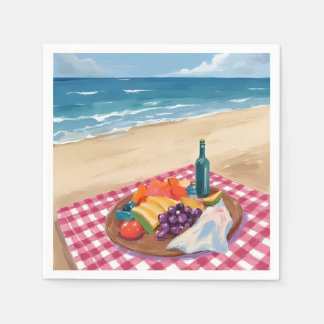 Beach Picnic | Ocean Shore Painting Serviette